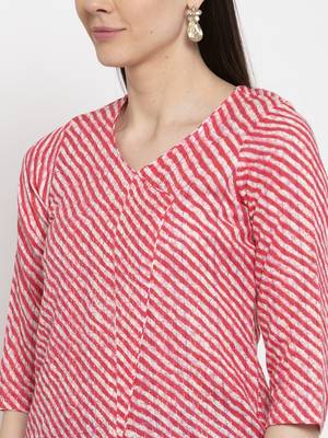 Pink printed cotton long-dresses 2