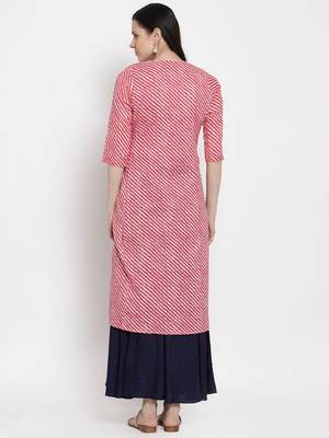 Pink printed cotton long-dresses 4