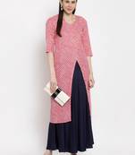 Pink printed cotton long-dresses