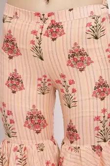 Peach printed viscose rayon short-dresses