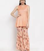 Peach printed viscose rayon short-dresses