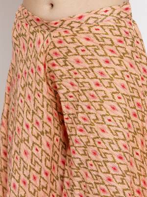 Peach printed cotton long-dresses 2