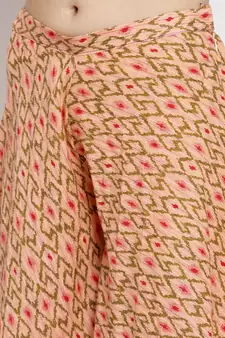 Peach printed cotton long-dresses