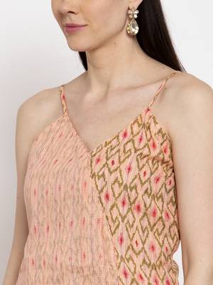 Peach printed cotton long-dresses 3