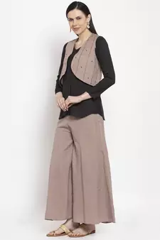 Black printed viscose rayon long-dresses