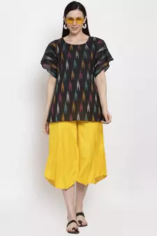 Black plain cotton short-dresses