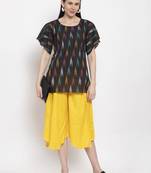 Black plain cotton short-dresses