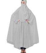 Silver Grey 100% Polyester Knits -Jersey Extra Nose Piece Head To Toe Free Size hijab