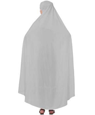 Silver Grey 100% Polyester Knits -Jersey Extra Nose Piece Head To Toe Free Size hijab 4