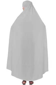 Silver Grey 100% Polyester Knits -Jersey Extra Nose Piece Head To Toe Free Size hijab