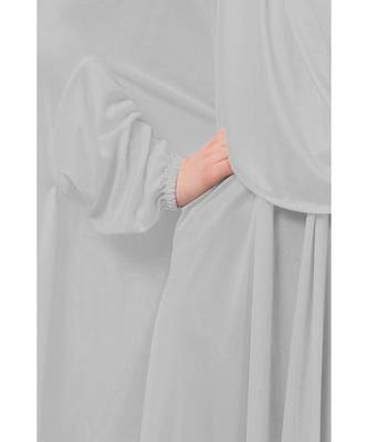 Silver Grey 100% Polyester Knits -Jersey Extra Nose Piece Head To Toe Free Size hijab 5