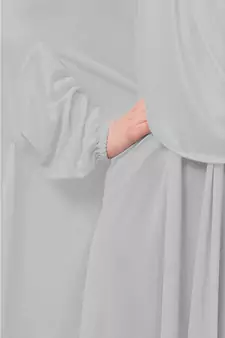Silver Grey 100% Polyester Knits -Jersey Extra Nose Piece Head To Toe Free Size hijab