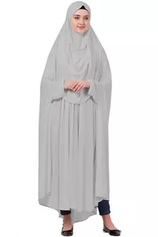 Silver Grey 100% Polyester Knits -Jersey Extra Nose Piece Head To Toe Free Size hijab