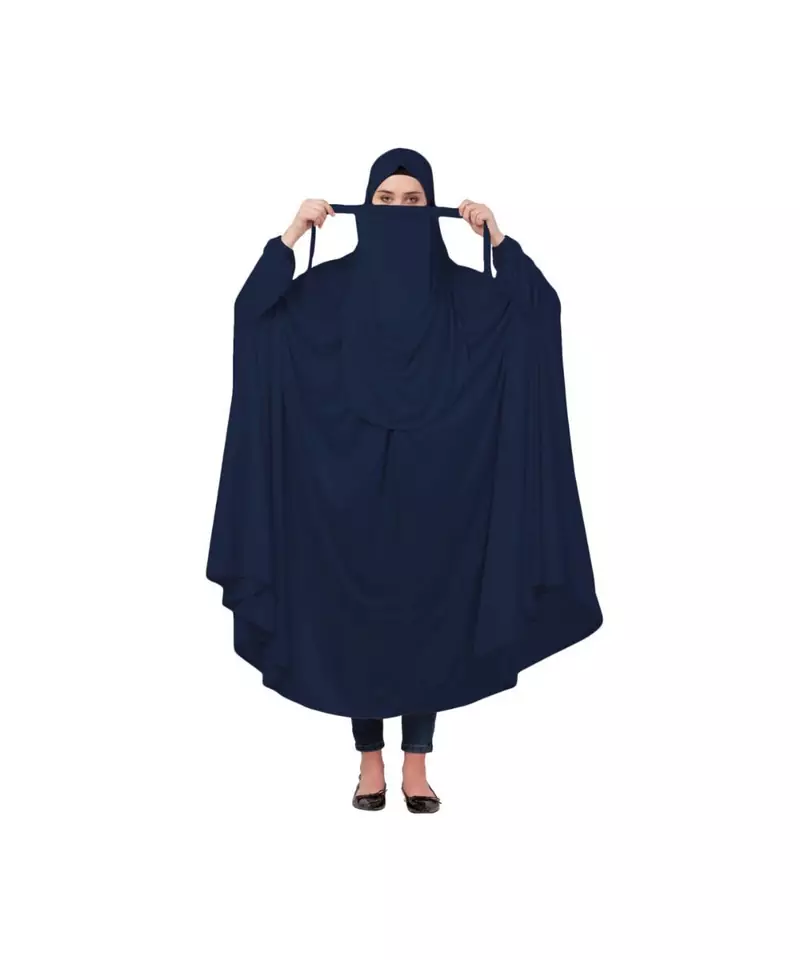 Navy Blue 100% Viscose Knits-Jersey Extra Nose Piece Head To Toe Free Size hijab