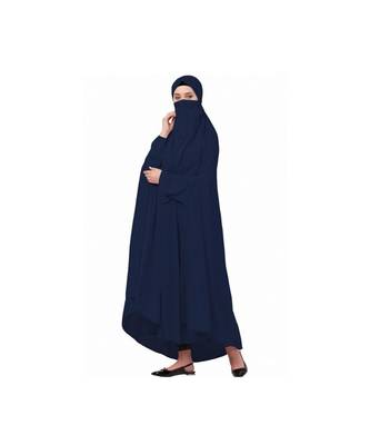 Navy Blue 100% Viscose Knits-Jersey Extra Nose Piece Head To Toe Free Size hijab 3