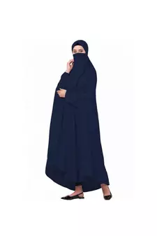 Navy Blue 100% Viscose Knits-Jersey Extra Nose Piece Head To Toe Free Size hijab