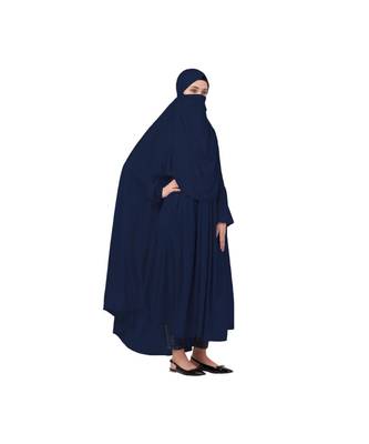 Navy Blue 100% Viscose Knits-Jersey Extra Nose Piece Head To Toe Free Size hijab 4