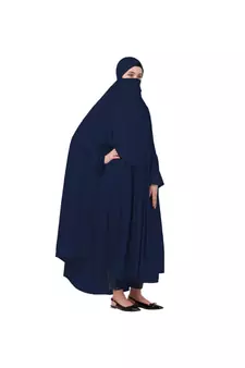 Navy Blue 100% Viscose Knits-Jersey Extra Nose Piece Head To Toe Free Size hijab