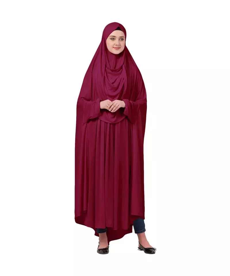 Maroon 100% Viscose Knits-Jersey Extra Nose Piece Head To Toe Free Size hijab