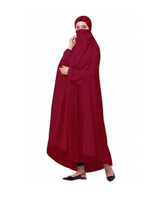Maroon 100% Viscose Knits-Jersey Extra Nose Piece Head To Toe Free Size hijab 2