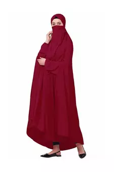 Maroon 100% Viscose Knits-Jersey Extra Nose Piece Head To Toe Free Size hijab