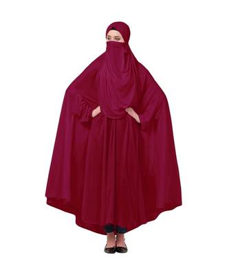 Maroon 100% Viscose Knits-Jersey Extra Nose Piece Head To Toe Free Size hijab 3