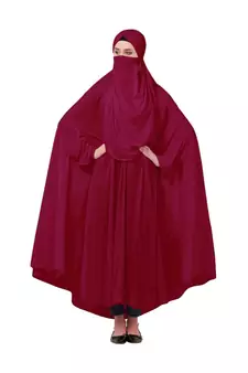 Maroon 100% Viscose Knits-Jersey Extra Nose Piece Head To Toe Free Size hijab