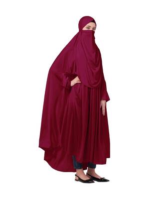 Maroon 100% Viscose Knits-Jersey Extra Nose Piece Head To Toe Free Size hijab 4