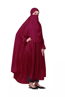Maroon 100% Viscose Knits-Jersey Extra Nose Piece Head To Toe Free Size hijab