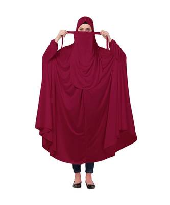 Maroon 100% Viscose Knits-Jersey Extra Nose Piece Head To Toe Free Size hijab 5