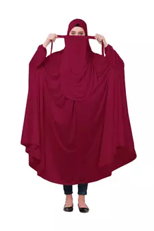 Maroon 100% Viscose Knits-Jersey Extra Nose Piece Head To Toe Free Size hijab