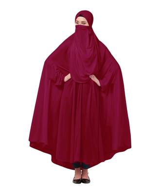 Maroon 100% Viscose Knits-Jersey Extra Nose Piece Head To Toe Free Size hijab 6