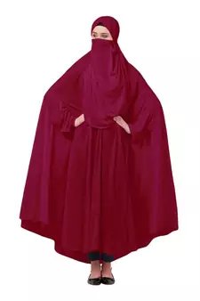 Maroon 100% Viscose Knits-Jersey Extra Nose Piece Head To Toe Free Size hijab