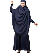 Navy Premium Shine Nida  Two pc Khimer & Skirt Ready to wear Instant Hijab cum Naqab Set