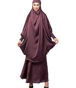 Plum Premium Shine Nida  Two pc Khimer & Skirt Ready to wear Instant Hijab cum Naqab Set