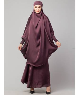 Plum Premium Shine Nida  Two pc Khimer & Skirt Ready to wear Instant Hijab cum Naqab Set 2