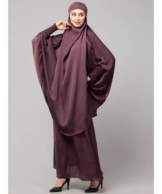 Plum Premium Shine Nida  Two pc Khimer & Skirt Ready to wear Instant Hijab cum Naqab Set 3