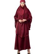 Maroon Premium Shine Nida  Two pc Khimer & Skirt Ready to wear Instant Hijab cum Naqab Set