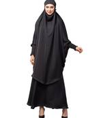 Dark Grey Premium Shine Nida  Two pc Khimer & Skirt Ready to wear Instant Hijab cum Naqab Set