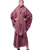Mauve Pink Premium Shine Nida  Two pc Khimer & Skirt Ready to wear Instant Hijab cum Naqab Set