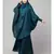 Teal Premium Shine Nida  Two pc Khimer & Skirt Ready to wear Instant Hijab cum Naqab Set
