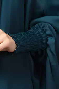 Nazneen Hijab & Naqab Set Two-Piece Full Sleeve Teal Plain