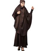 Chocolate Brown Premium Shine Nida  Two pc Khimer & Skirt Ready to wear Instant Hijab cum Naqab Set