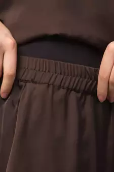 Chocolate Brown Premium Shine Nida  Two pc Khimer & Skirt Ready to wear Instant Hijab cum Naqab Set