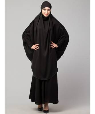 Black Premium Shine Nida  Two pc Khimer & Skirt Ready to wear Instant Hijab cum Naqab Set 2