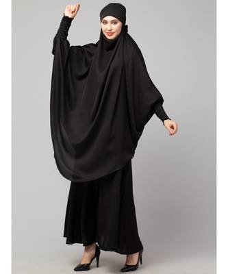 Black Premium Shine Nida  Two pc Khimer & Skirt Ready to wear Instant Hijab cum Naqab Set 3