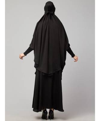 Black Premium Shine Nida  Two pc Khimer & Skirt Ready to wear Instant Hijab cum Naqab Set 6