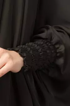 Olive Green Premium Shine Nida  Two pc Khimer & Skirt Ready to wear Instant Hijab cum Naqab Set