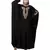 Black Matt Nida Neck and Sleeve Embroidery with Cuff free Size  Kaftan