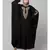 Black Matt Nida Neck and Sleeve Embroidery with Cuff free Size  Kaftan